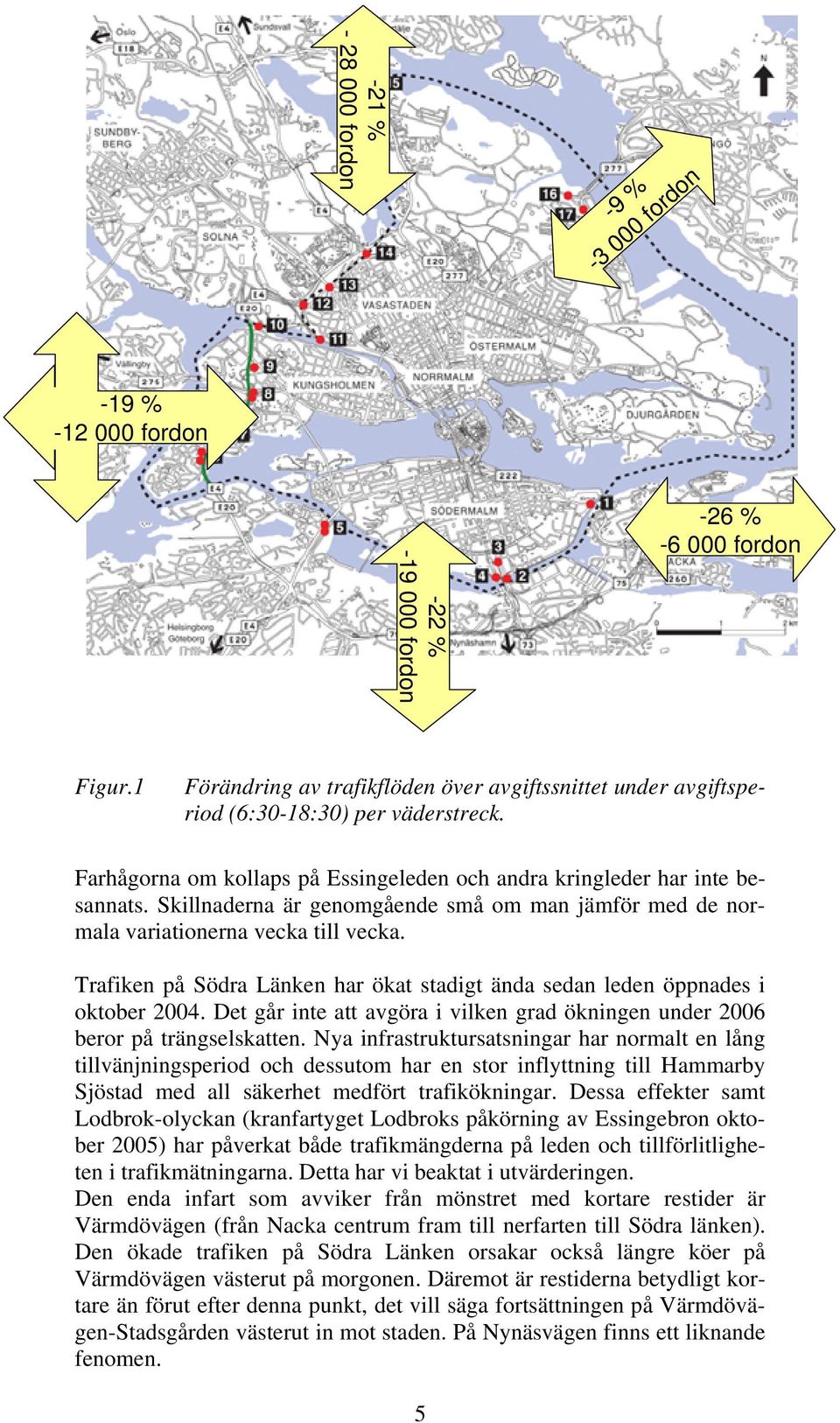 Skillnaderna är genomgående små om man jämför med de normala variationerna vecka till vecka. Trafiken på Södra Länken har ökat stadigt ända sedan leden öppnades i oktober 2004.