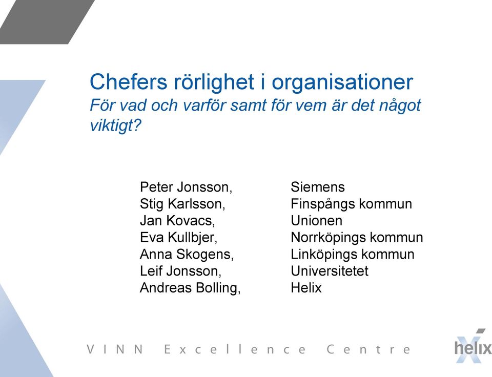 Peter Jonsson, Stig Karlsson, Jan Kovacs, Eva Kullbjer, Anna Skogens,