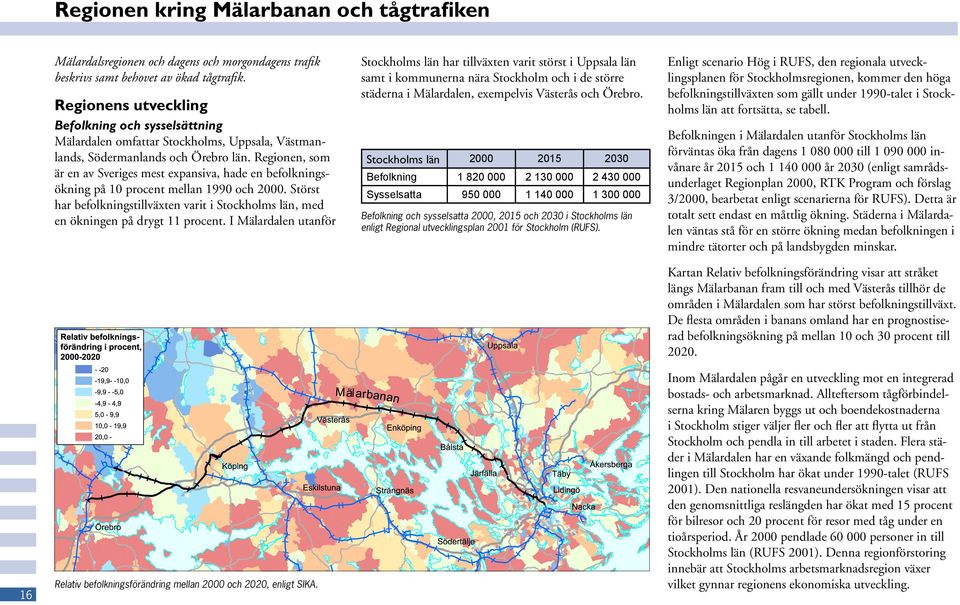 Regionen, som är en av Sveriges mest expansiva, hade en befolkningsökning på 10 procent mellan 1990 och 2000.