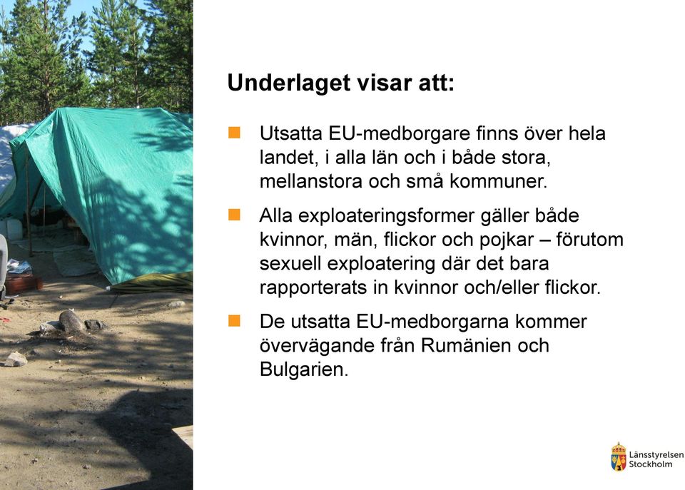 Alla exploateringsformer gäller både kvinnor, män, flickor och pojkar förutom sexuell