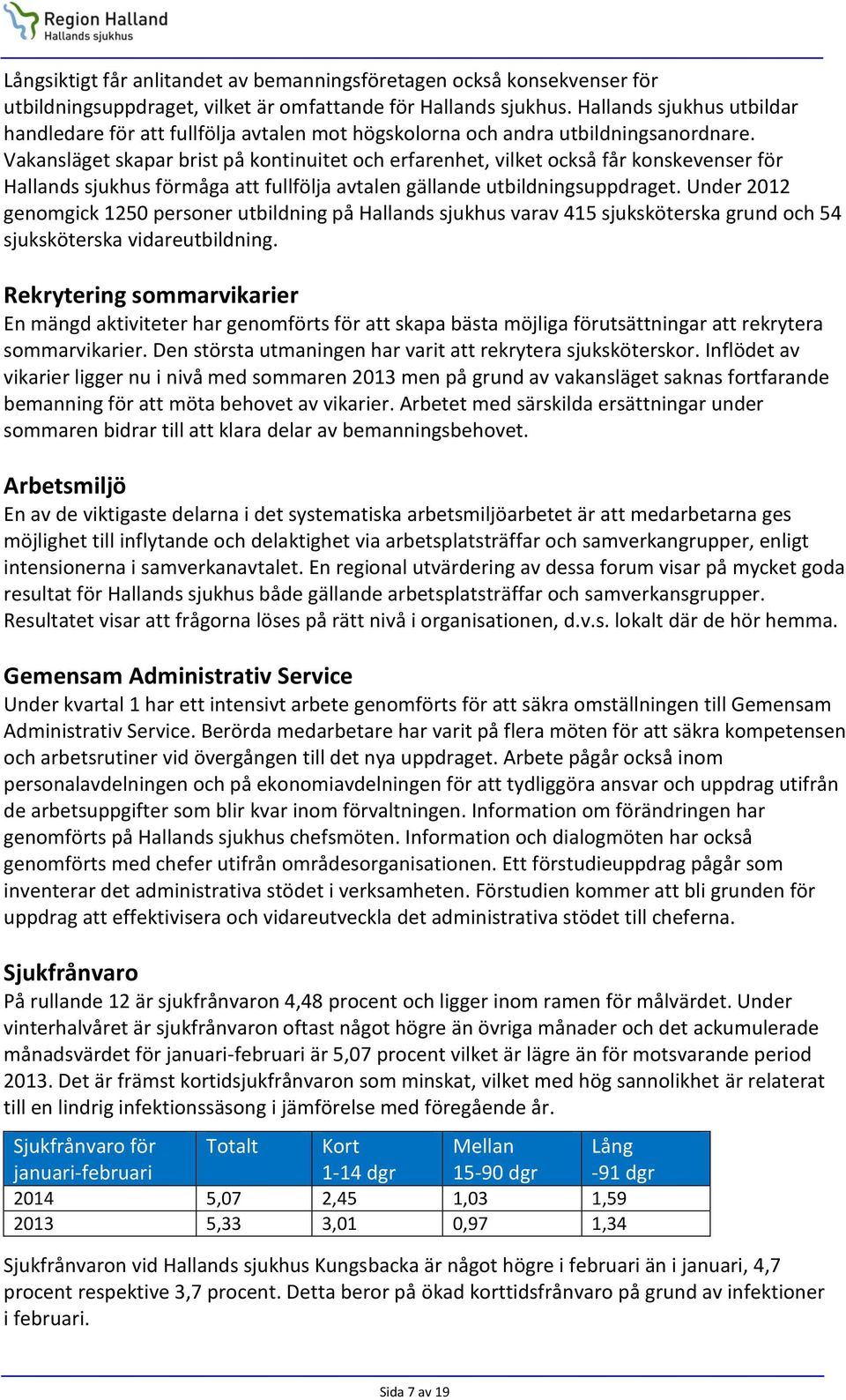 Vakansläget skapar brist på kontinuitet och erfarenhet, vilket också får konskevenser för Hallands sjukhus förmåga att fullfölja avtalen gällande utbildningsuppdraget.