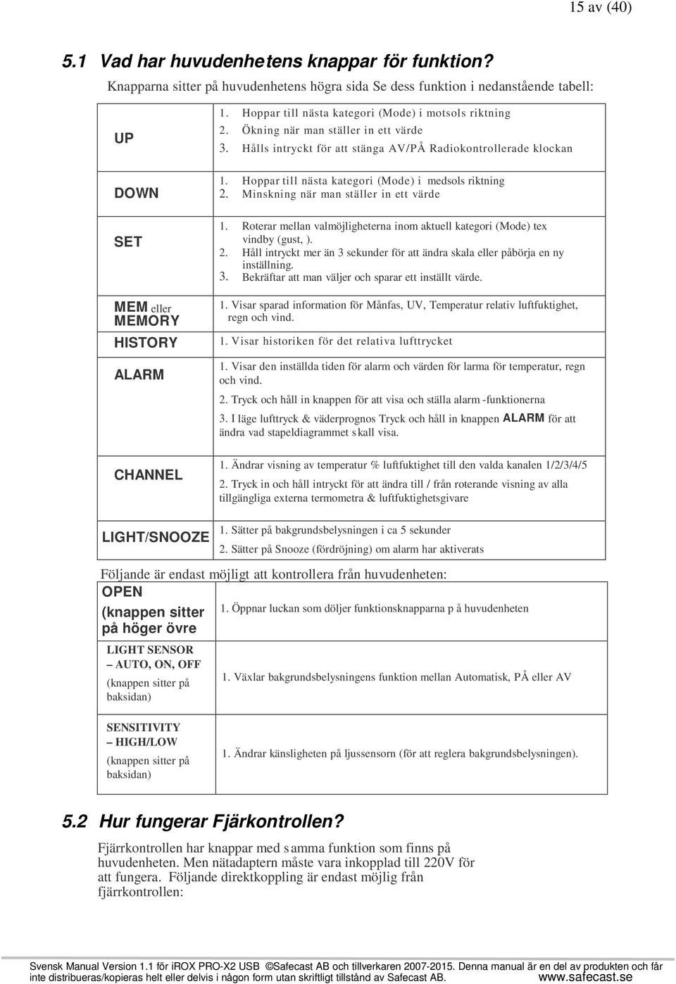 Hoppar til l nästa kategori (Mode) i medsols riktning 2. Minskning när man ställe r in ett värde 1. Roterar mellan valmöjligheterna inom aktuell kategori (Mode) tex vindby (gust, ). 2. Håll intryckt mer än 3 sekunder för att ändra skala eller påbörja en ny inställning.