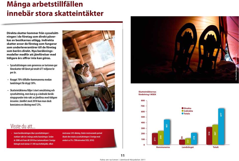 Sysselsättningen som genereras av turismen ger löneskatter till länet på totalt 677 miljoner kr per år. Knappt 7% tillfaller kommunerna medan landstinget får drygt 3%.