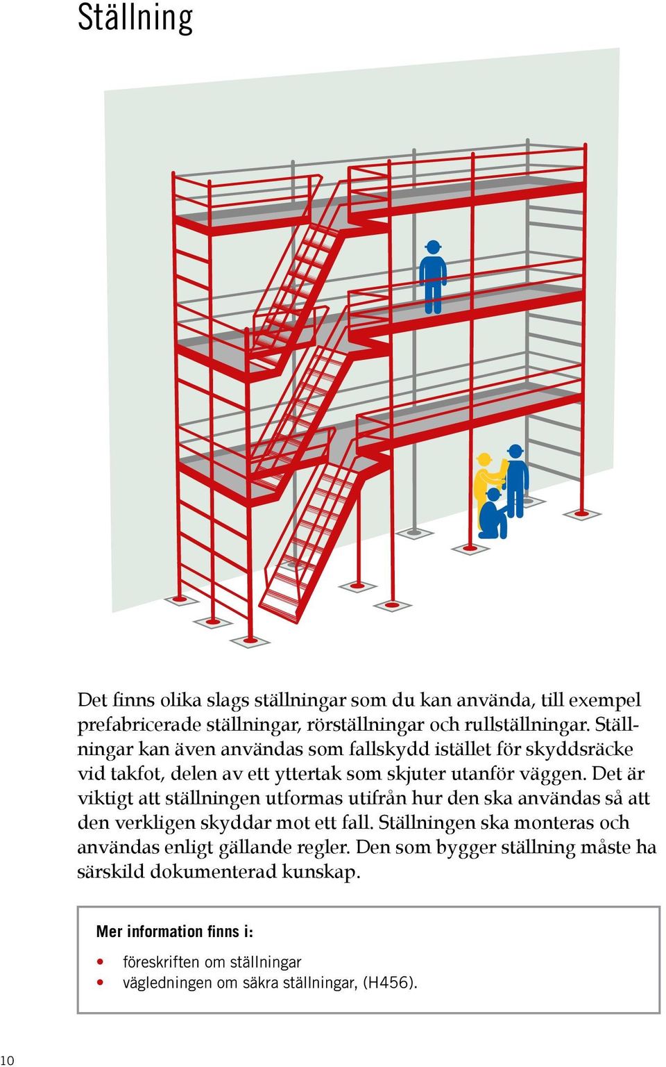 Det är viktigt att ställningen utformas utifrån hur den ska användas så att den verkligen skyddar mot ett fall.