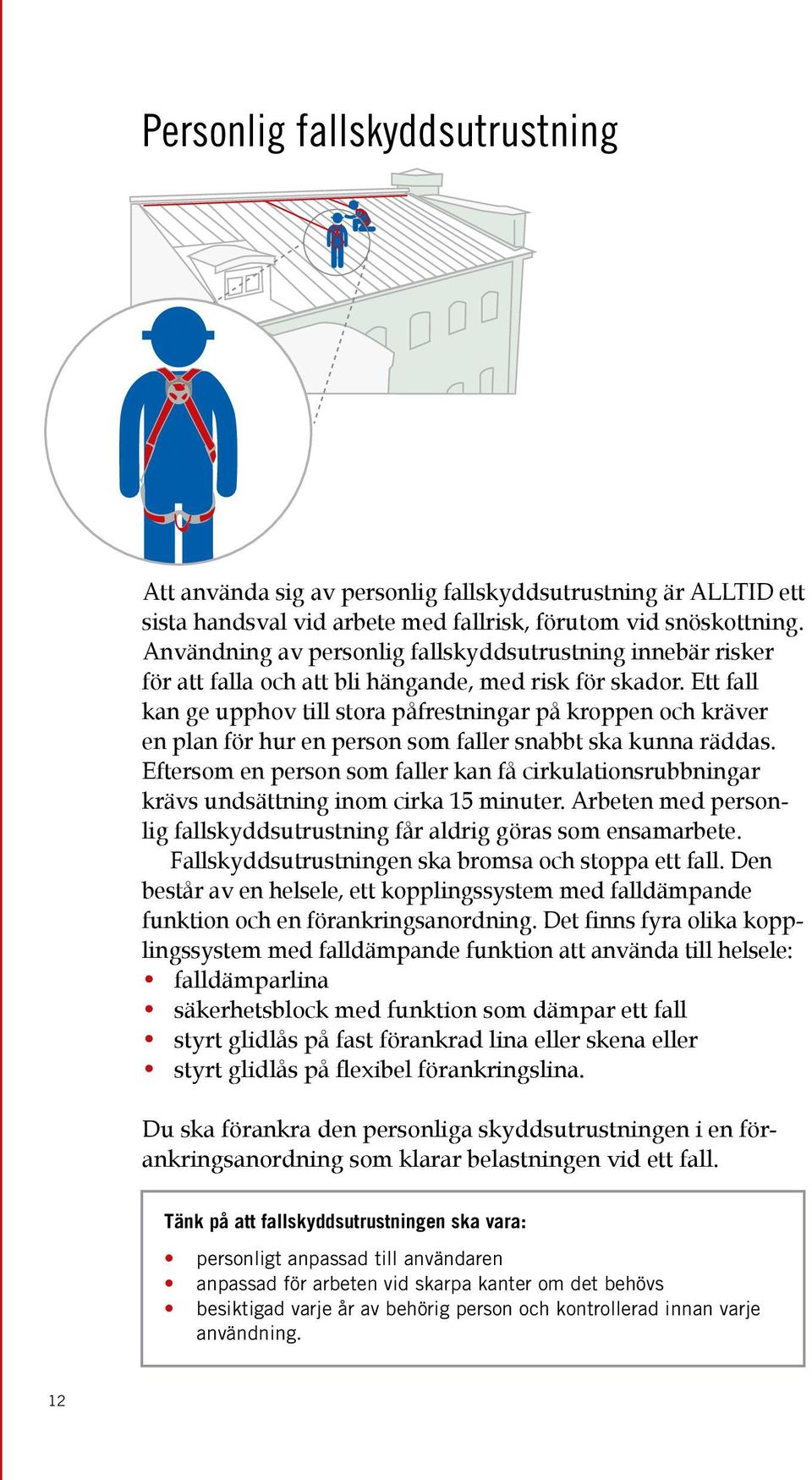Ett fall kan ge upphov till stora påfrestningar på kroppen och kräver en plan för hur en person som faller snabbt ska kunna räddas.