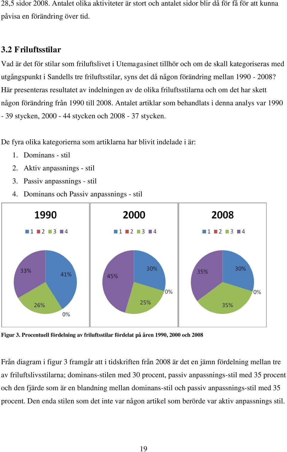 1990-2008? Här presenteras resultatet av indelningen av de olika friluftsstilarna och om det har skett någon förändring från 1990 till 2008.