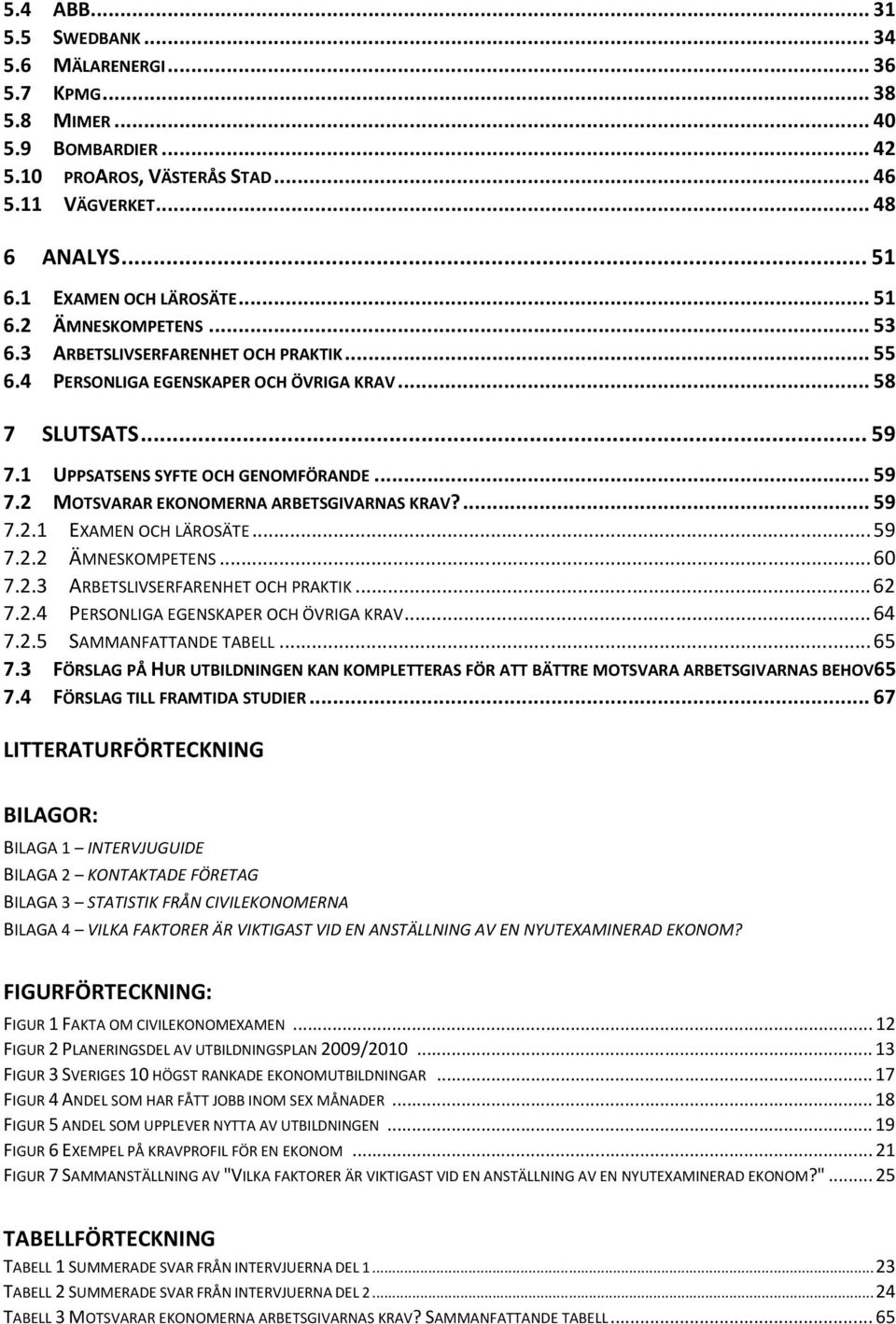 .. 59 7.2 MOTSVARAR EKONOMERNA ARBETSGIVARNAS KRAV?... 59 7.2.1 EXAMEN OCH LÄROSÄTE... 59 7.2.2 ÄMNESKOMPETENS... 60 7.2.3 ARBETSLIVSERFARENHET OCH PRAKTIK... 62 7.2.4 PERSONLIGA EGENSKAPER OCH ÖVRIGA KRAV.
