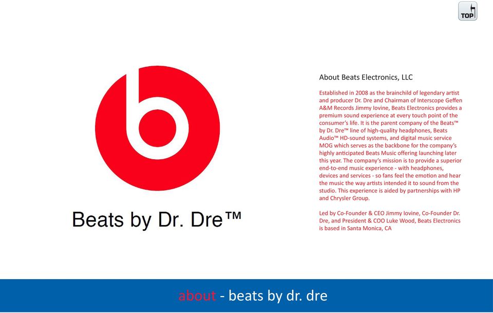 It is the parent company of the Beats by Dr.