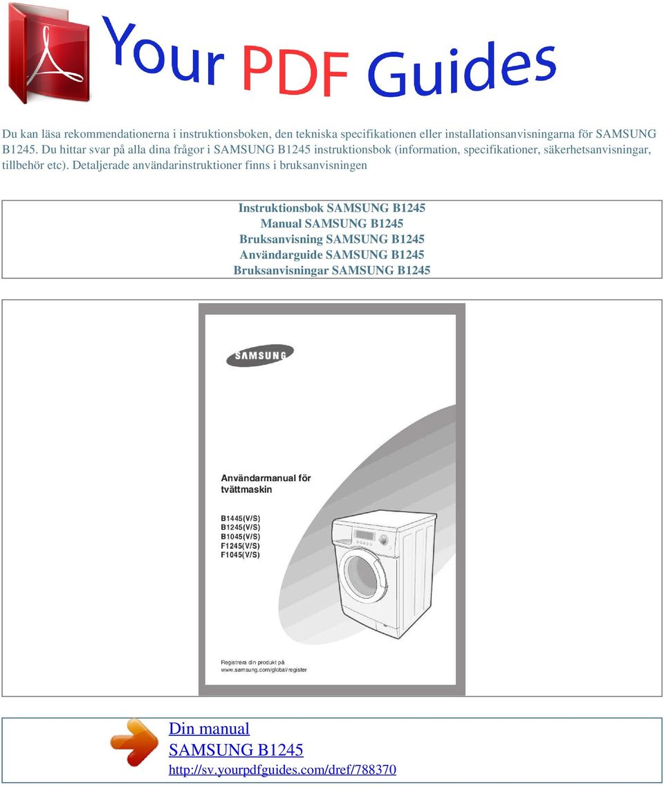 Din manual SAMSUNG B PDF Gratis nedladdning
