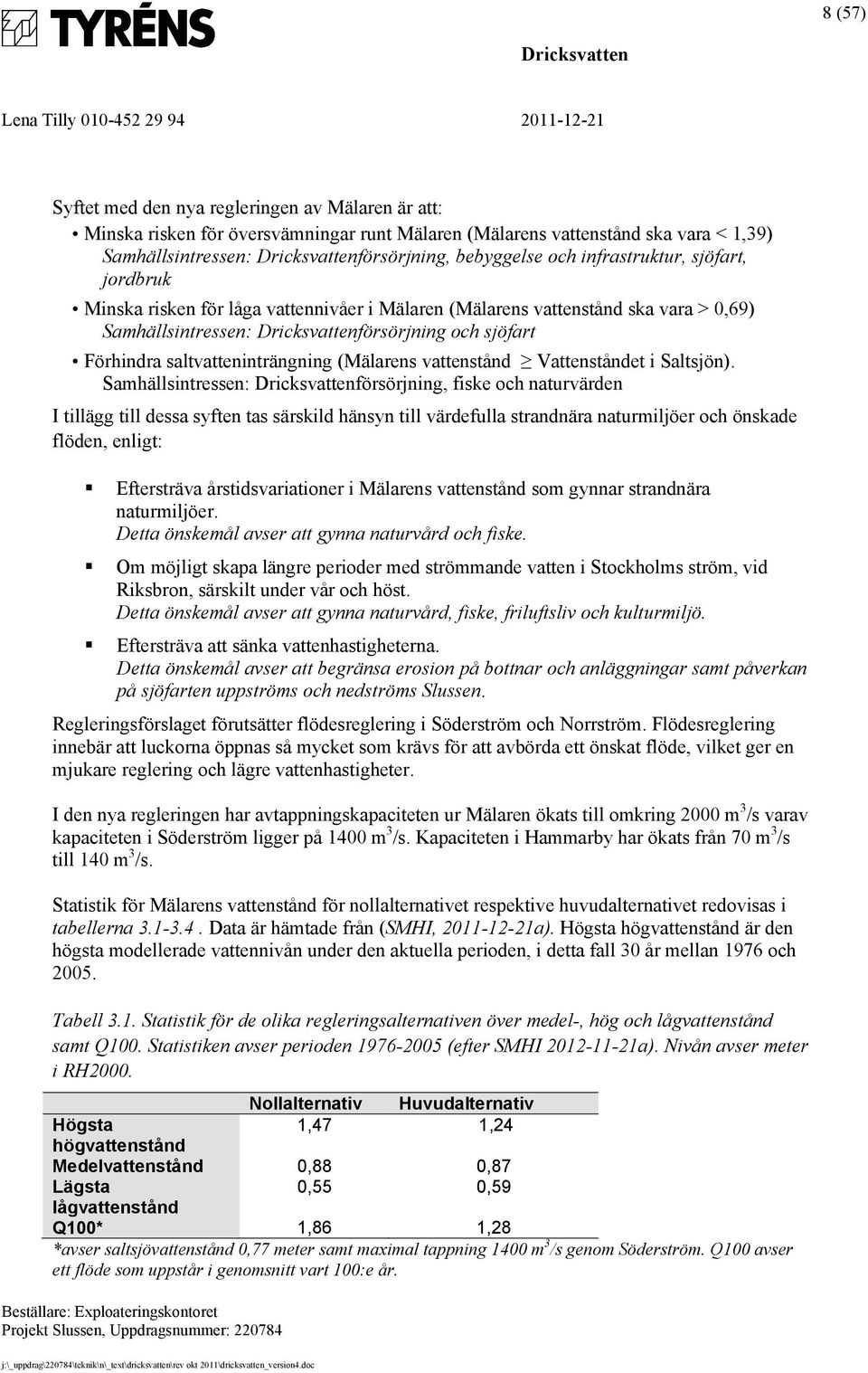 (Mälarens vattenstånd Vattenståndet i Saltsjön).