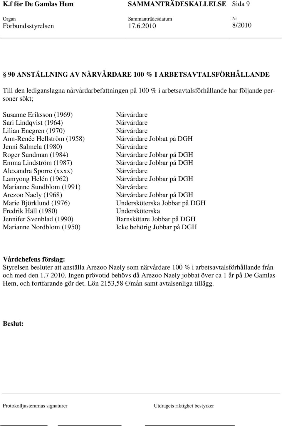 (1991) Arezoo Naely (1968) Marie Björklund (1976) Fredrik Häll (1980) Jennifer Svenblad (1990) Marianne Nordblom (1950) Jobbat på DGH Jobbar på DGH Jobbar på DGH Jobbar på DGH Jobbar på DGH