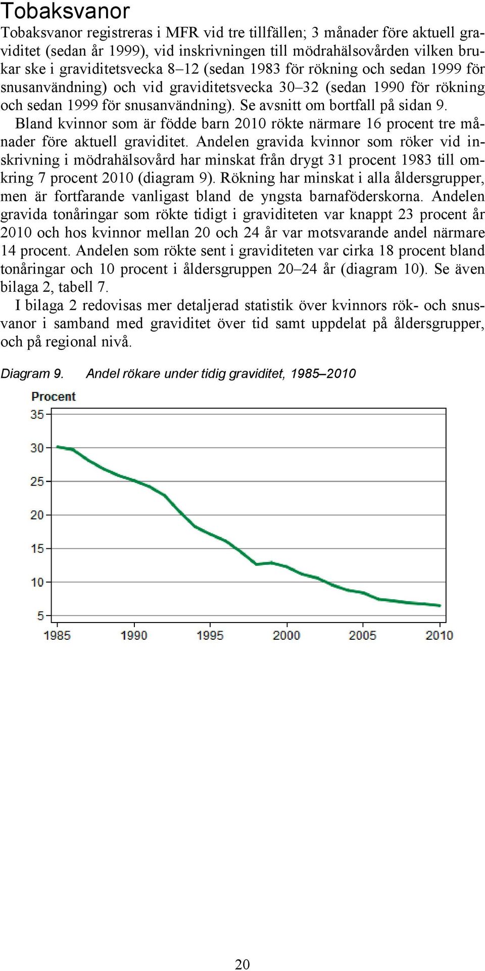 Bland kvinnor som är födde barn 2010 rökte närmare 16 procent tre månader före aktuell graviditet.