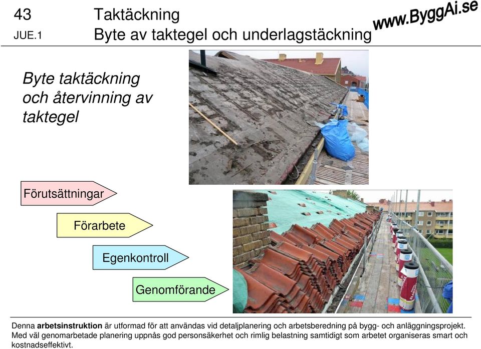 Förutsättningar Förarbete Egenkontroll Genomförande Denna arbetsinstruktion är utformad för att användas