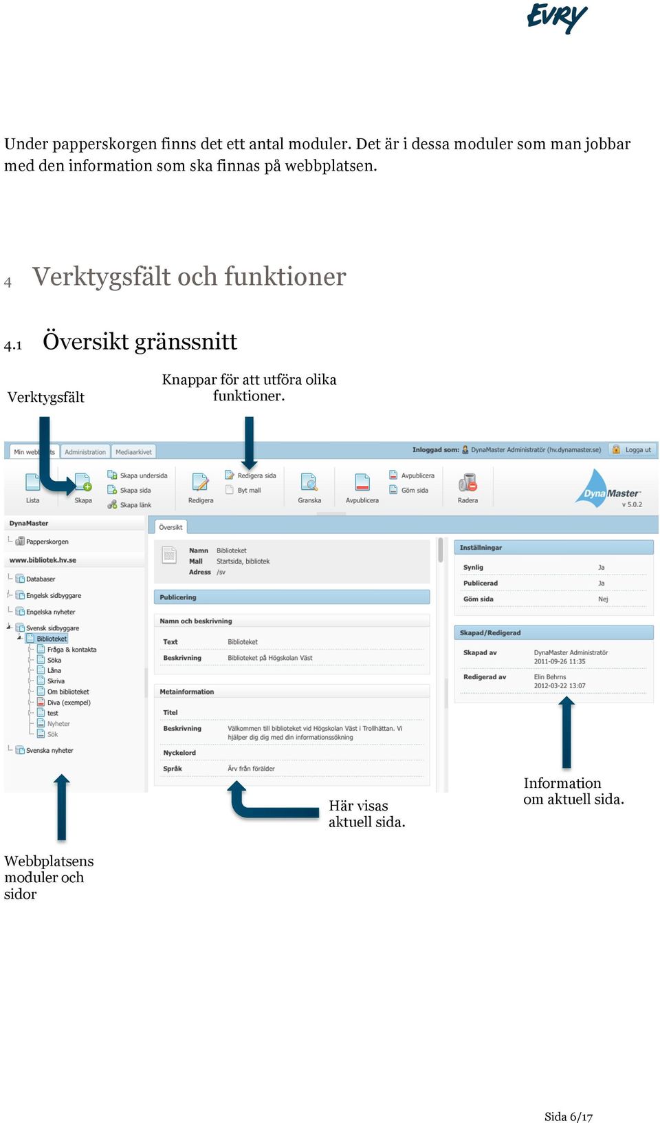 webbplatsen. 4 Verktygsfält och funktioner 4.