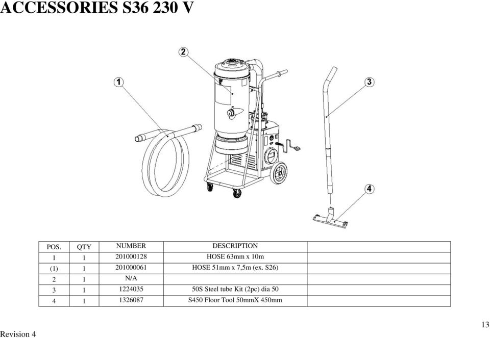 (1) 1 201000061 HOSE 51mm x 7,5m (ex.