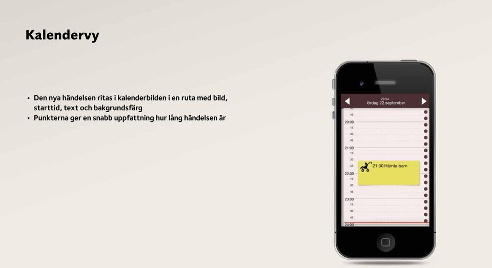 starttid, text och bakgrundsfärg