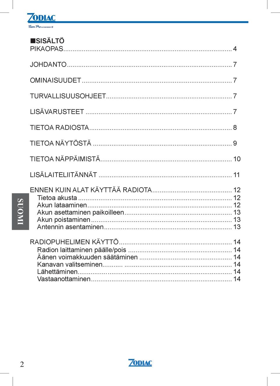 .. 12 Akun asettaminen paikoilleen... 13 Akun poistaminen... 13 Antennin asentaminen... 13 RADIOPUHELIMEN KÄYTTÖ.