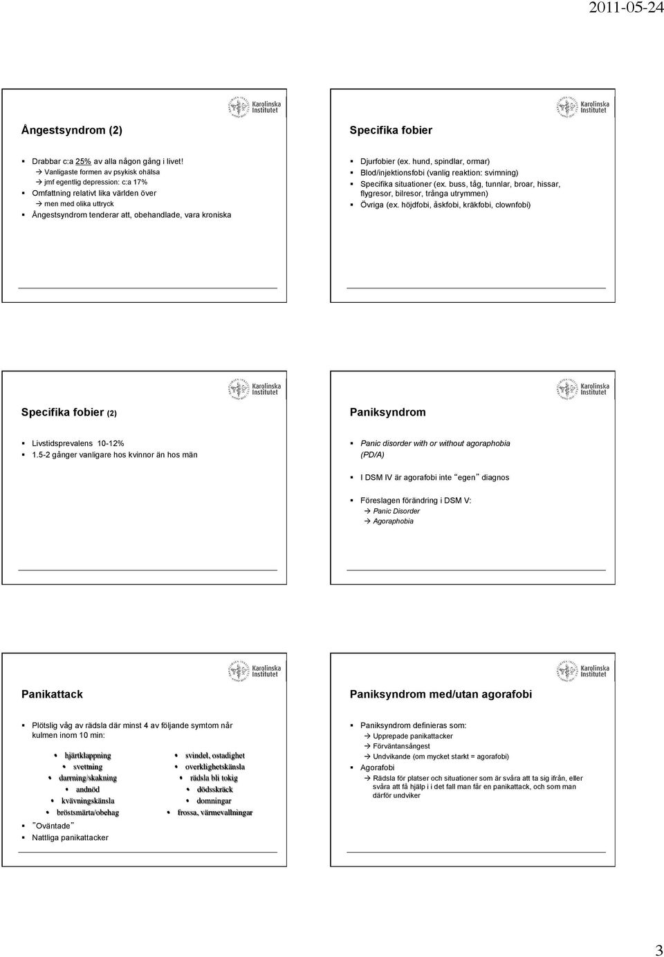 Djurfobier (ex. hund, spindlar, ormar) Blod/injektionsfobi (vanlig reaktion: svimning) Specifika situationer (ex. buss, tåg, tunnlar, broar, hissar, flygresor, bilresor, trånga utrymmen) Övriga (ex.