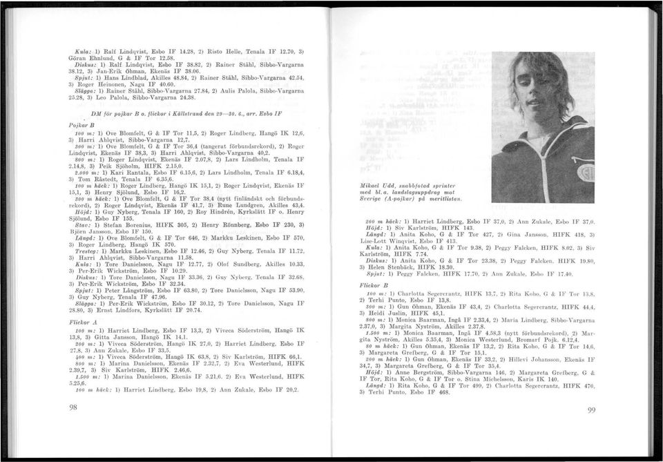 84, 2) Aulis Palola, Sibbo-Vargarna 25.28, 3) Leo Palola, Sibbo-Vargarna 24.38. DM im pojka!' B o. flickor i Källst1'and den 29-80. C., a1 r.