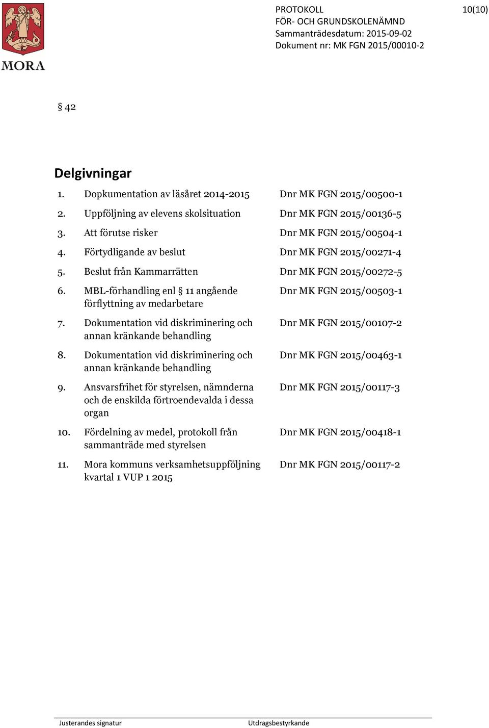 Dokumentation vid diskriminering och annan kränkande behandling 8. Dokumentation vid diskriminering och annan kränkande behandling 9.