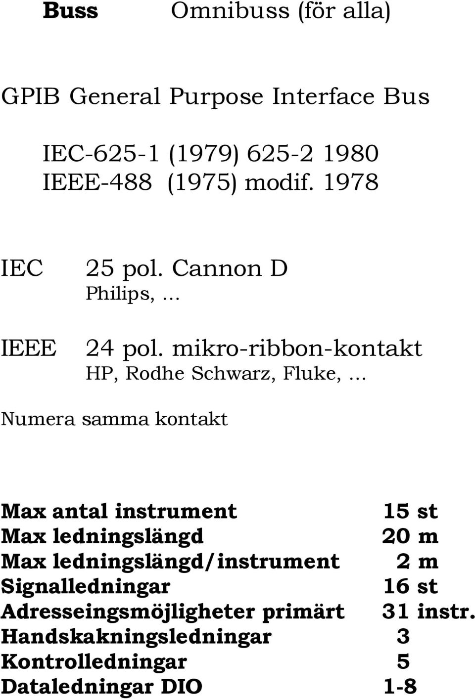 mikro-ribbon-kontakt HP, Rodhe Schwarz, Fluke, Numera samma kontakt Max antal instrument 15 st Max