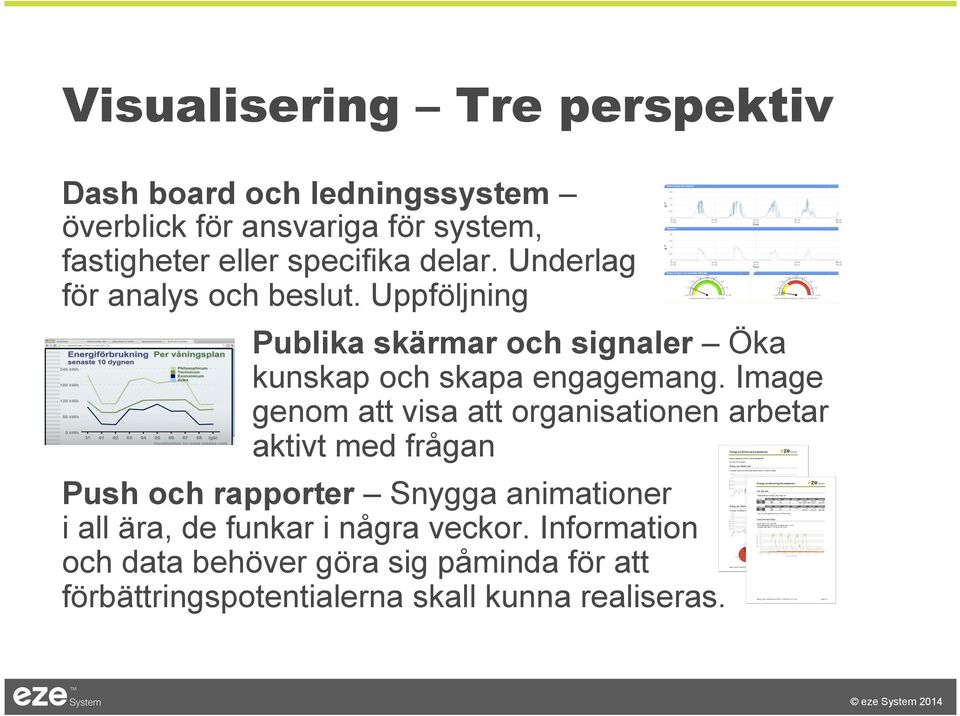 Uppföljning Publika skärmar och signaler Öka kunskap och skapa engagemang.