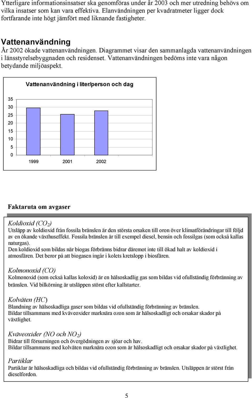 Diagrammet visar den sammanlagda vattenanvändningen i länsstyrelsebyggnaden och residenset. Vattenanvändningen bedöms inte vara någon betydande miljöaspekt.