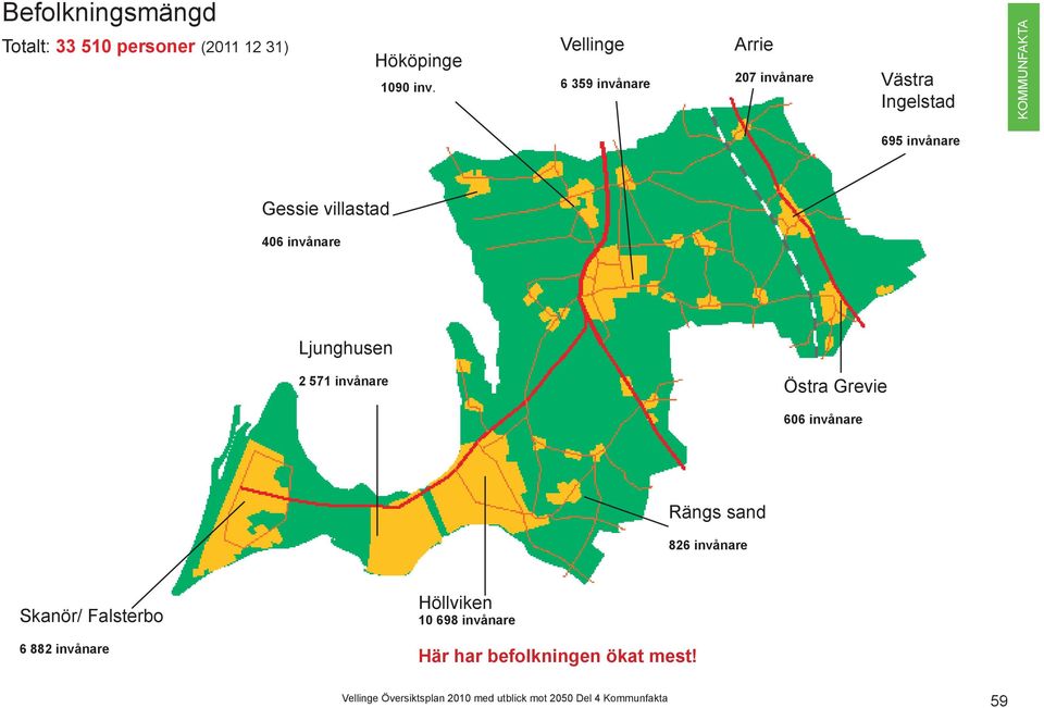 Gessie villastad 406 invånare Ljunghusen 2 571 invånare Östra Grevie 606 invånare Rängs