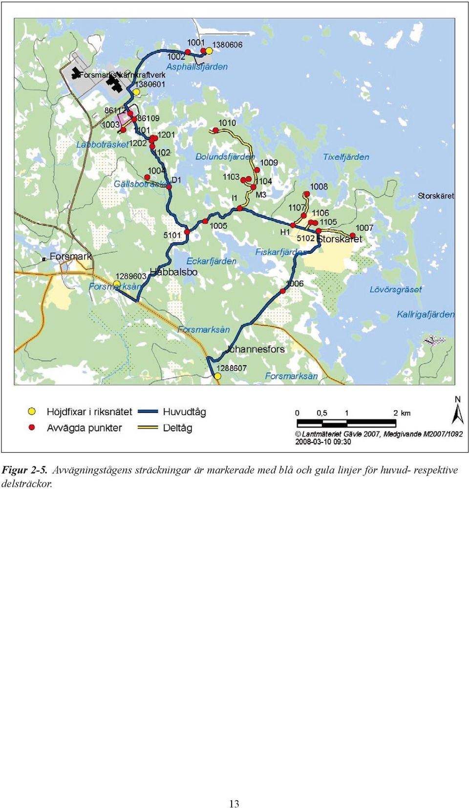 sträckningar är markerade