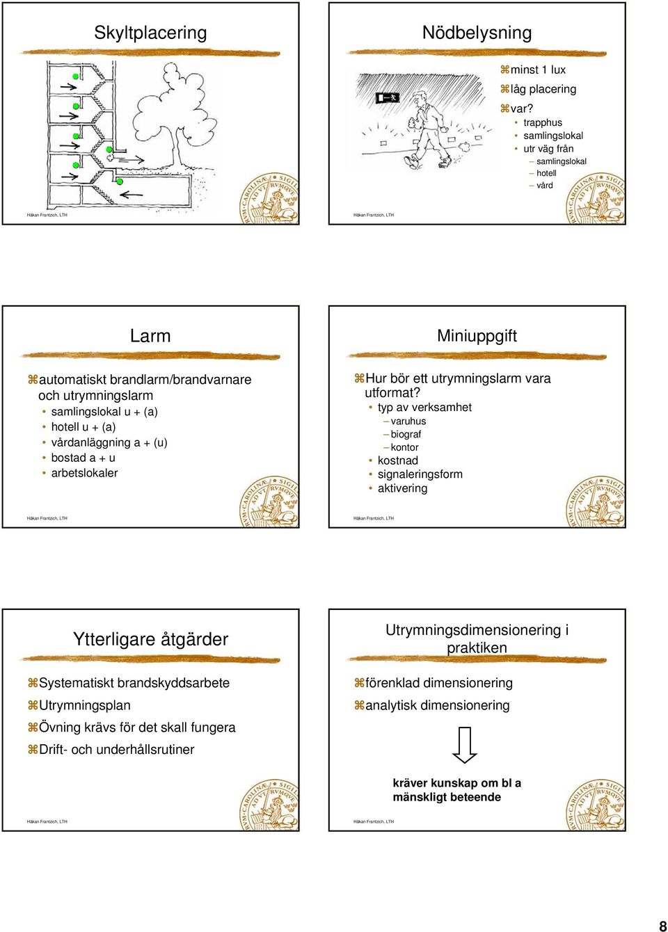 + (a) vårdanläggning a + (u) bostad a + u arbetslokaler Hur bör ett utrymningslarm vara utformat?