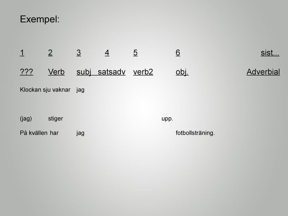 Adverbial Klockan sju vaknar jag