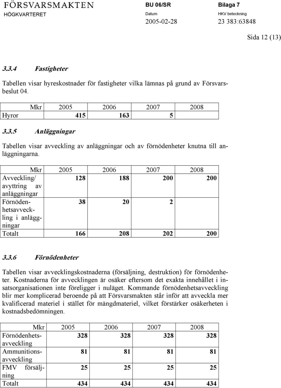 Kostnaderna för avvecklingen är osäker eftersom det exakta innehållet i insatsorganisationen inte föreligger i nuläget.