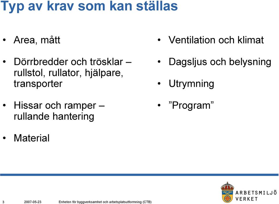 Hissar och ramper rullande hantering Ventilation och