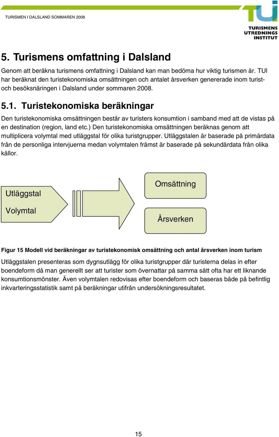 Turistekonomiska beräkningar Den turistekonomiska omsättningen består av turisters konsumtion i samband med att de vistas på en destination (region, land etc.