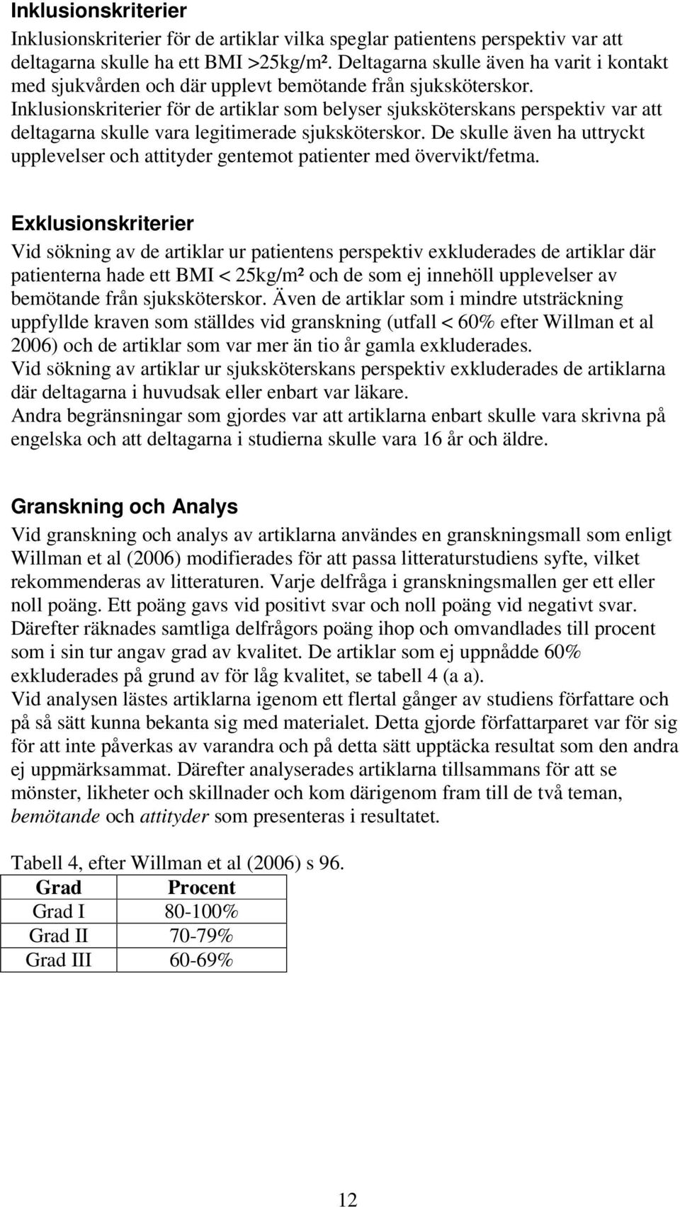 Inklusionskriterier för de artiklar som belyser sjuksköterskans perspektiv var att deltagarna skulle vara legitimerade sjuksköterskor.