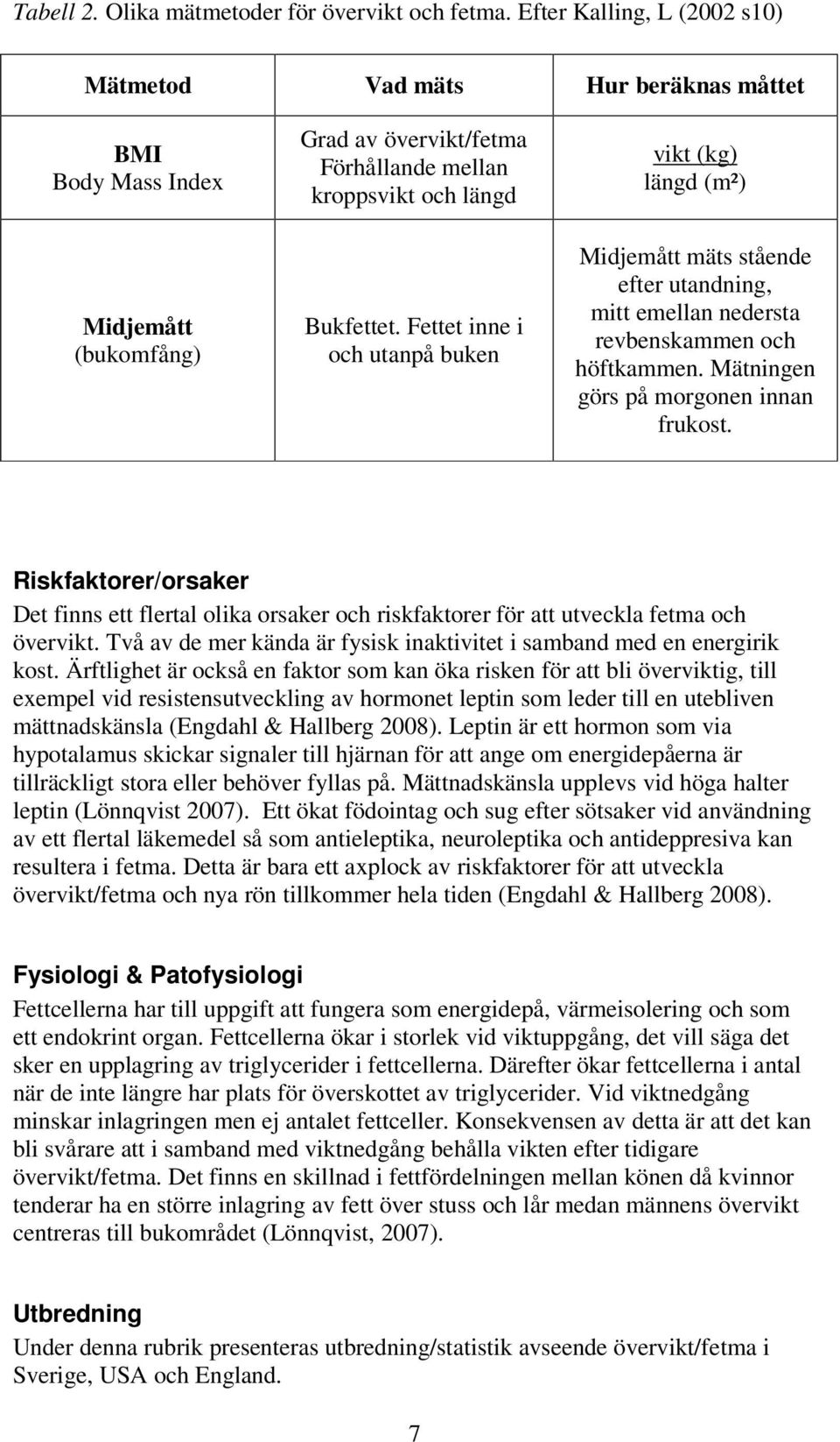 Fettet inne i och utanpå buken vikt (kg) längd (m²) Midjemått mäts stående efter utandning, mitt emellan nedersta revbenskammen och höftkammen. Mätningen görs på morgonen innan frukost.