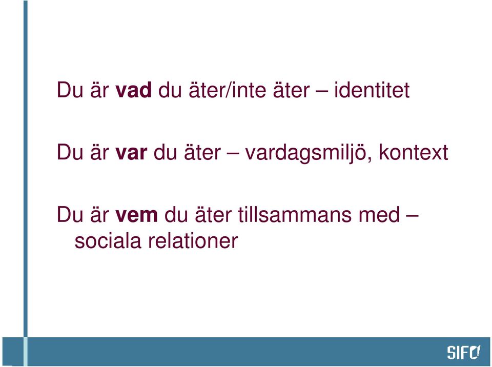 vardagsmiljö, kontext Du är vem
