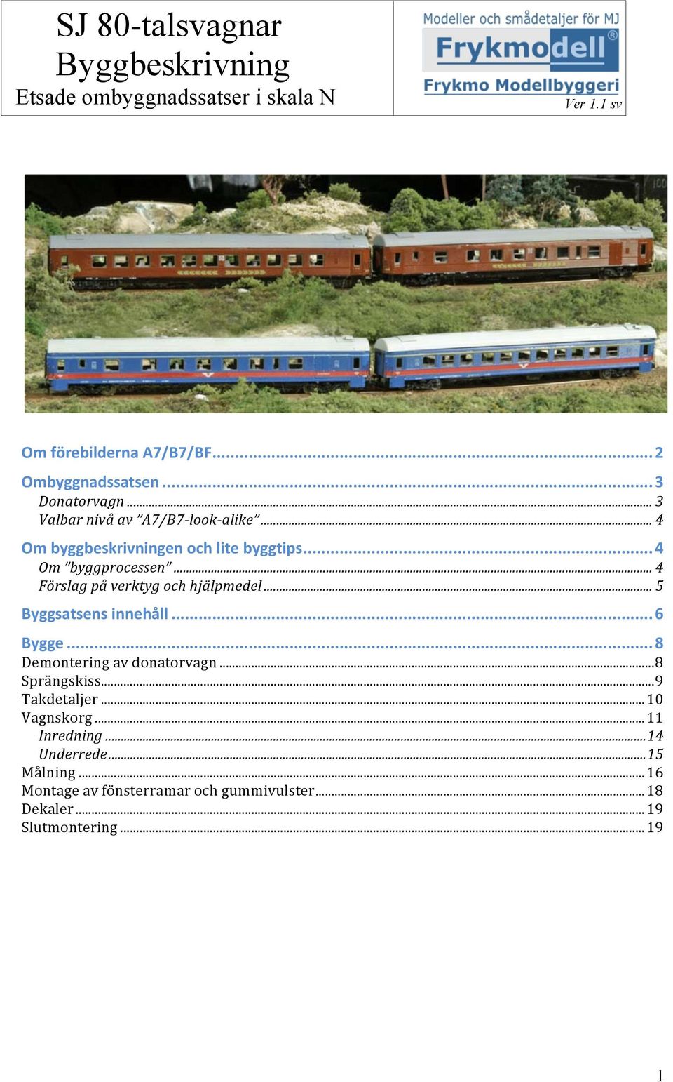 .. 4 Förslag på verktyg och hjälpmedel... 5 Byggsatsens innehåll...6 Bygge...8 Demontering av donatorvagn...8 Sprängskiss.