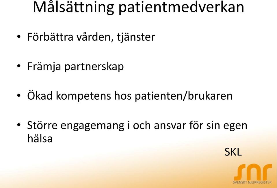 kompetens hos patienten/brukaren Större