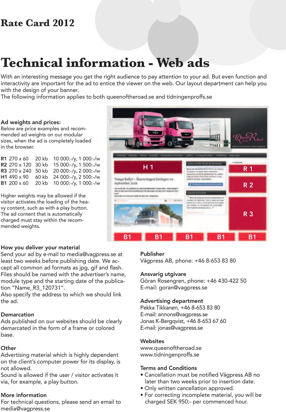 The following information applies to both queenoftheroad.se and tidningenproffs.