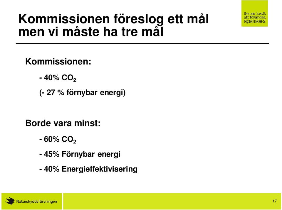 förnybar energi) Borde vara minst: - 60% CO