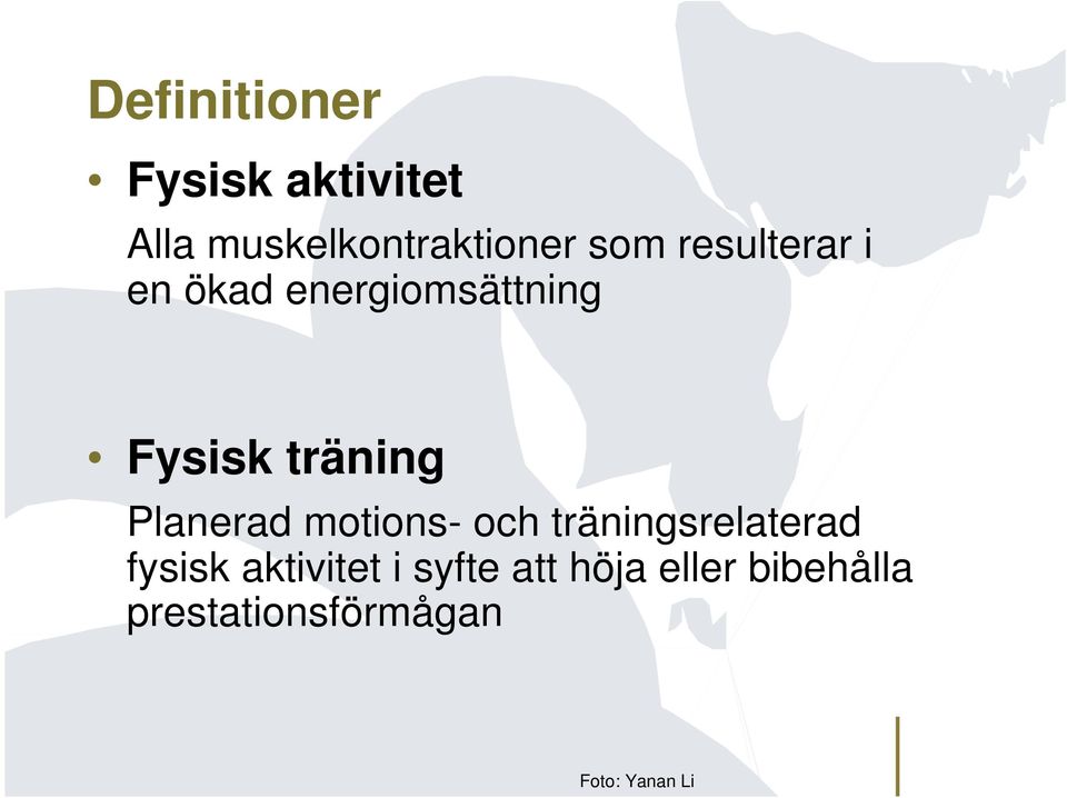 Planerad motions- och träningsrelaterad fysisk aktivitet i