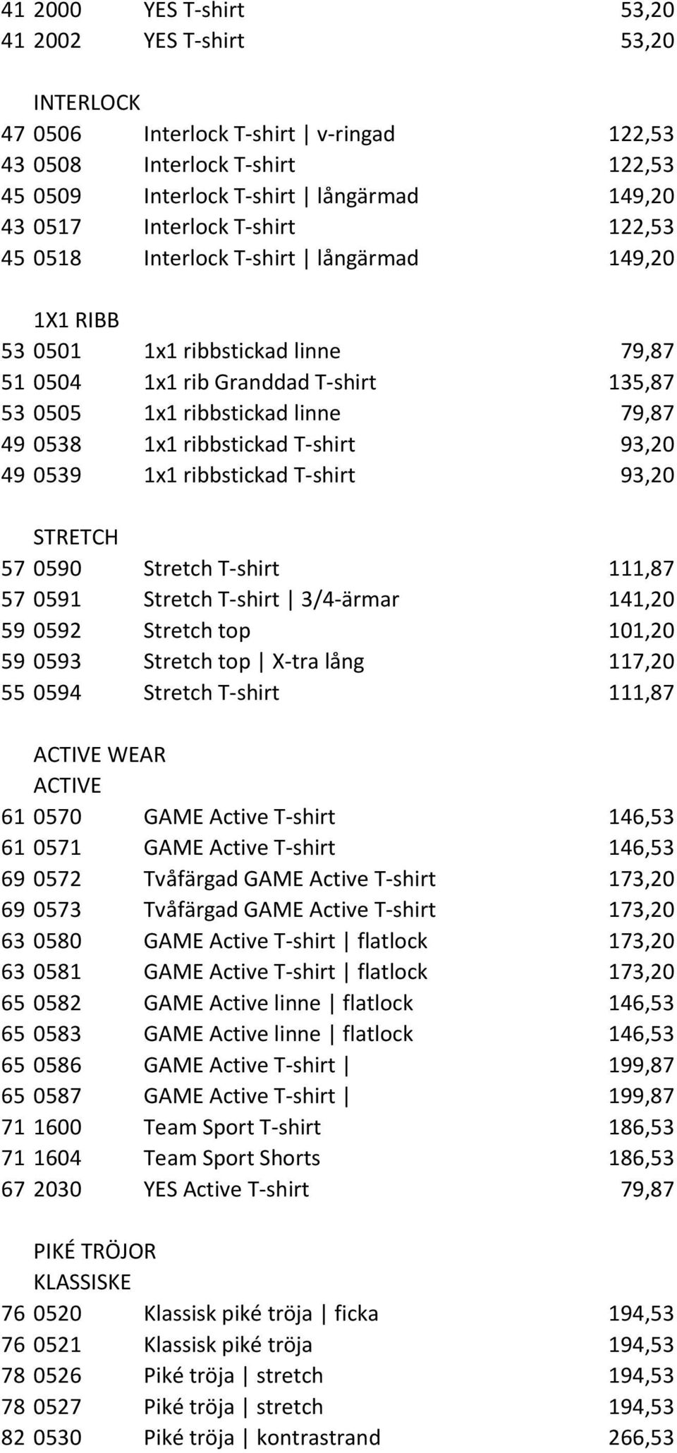 ribbstickad T-shirt 93,20 49 0539 1x1 ribbstickad T-shirt 93,20 STRETCH 57 0590 Stretch T-shirt 111,87 57 0591 Stretch T-shirt 3/4-ärmar 141,20 59 0592 Stretch top 101,20 59 0593 Stretch top X-tra