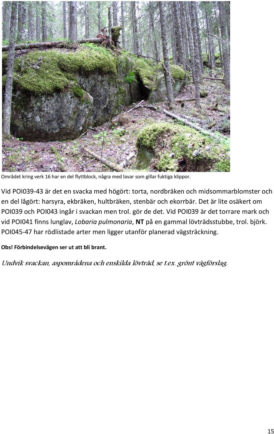 Det är lite osäkert om POI039 och POI043 ingår i svackan men trol. gör de det.