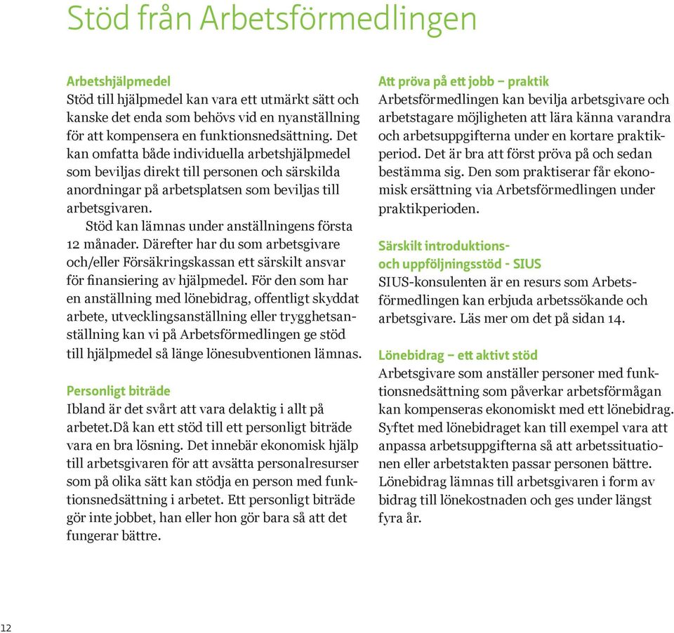Stöd kan lämnas under anställningens första 12 månader. Därefter har du som arbetsgivare och/eller Försäkringskassan ett särskilt ansvar för finansiering av hjälpmedel.