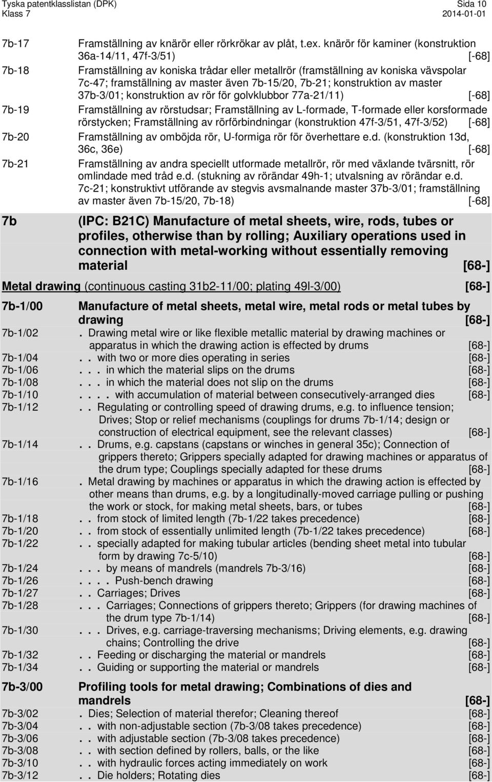 7b-21; konstruktion av master 37b-3/01; konstruktion av rör för golvklubbor 77a-21/11) [-68] 7b-19 Framställning av rörstudsar; Framställning av L-formade, T-formade eller korsformade rörstycken;