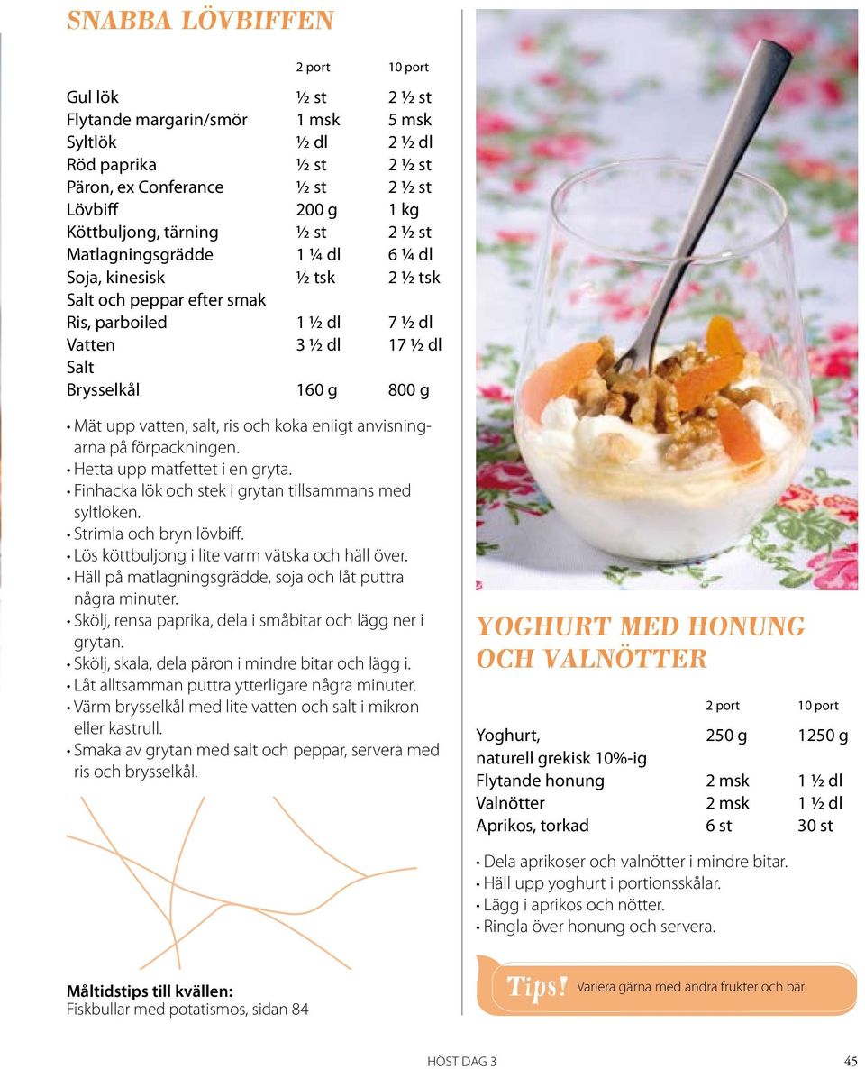 på förpackningen. Hetta upp matfettet i en gryta. Finhacka lök och stek i grytan tillsammans med syltlöken. Strimla och bryn lövbiff. Lös köttbuljong i lite varm vätska och häll över.