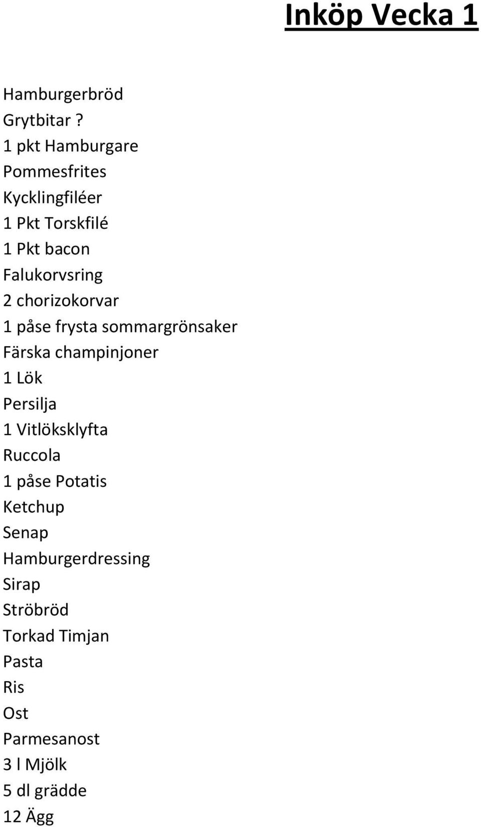 chorizokorvar 1 påse frysta sommargrönsaker Färska champinjoner 1 Lök Persilja 1