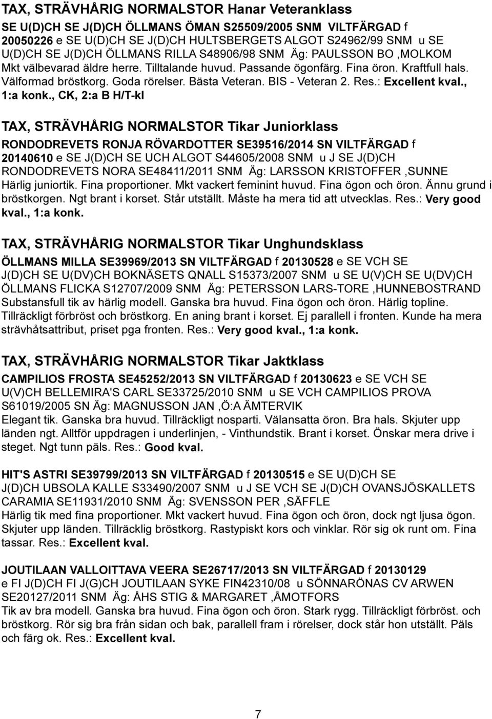 BIS - Veteran 2. Res.: Excellent kval., 1:a konk.