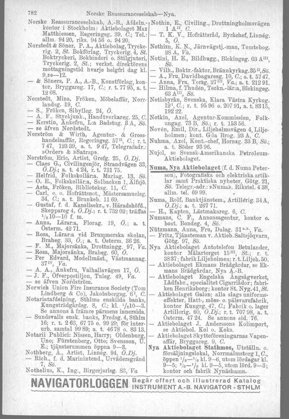 4, St. 28 A, Va.. Boktryckeri, Bokbinderi o. Stilgjuteri, Notini, H. E., Bildhugg., Blekingeg. 63 AIII, Tryckeng. 2, St.; verkst. direktörens Sö. mottagningstid hvarje helgfri dag kl. Vilh., Boktr.